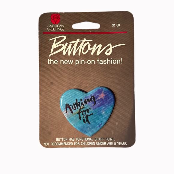 Vintage Jewelry - Vintage 80s American Greetings Fashion Button